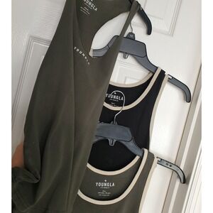 YoungLA Mens Tanks Lot Of 3 Black Olive Green Sz Small Good Condition